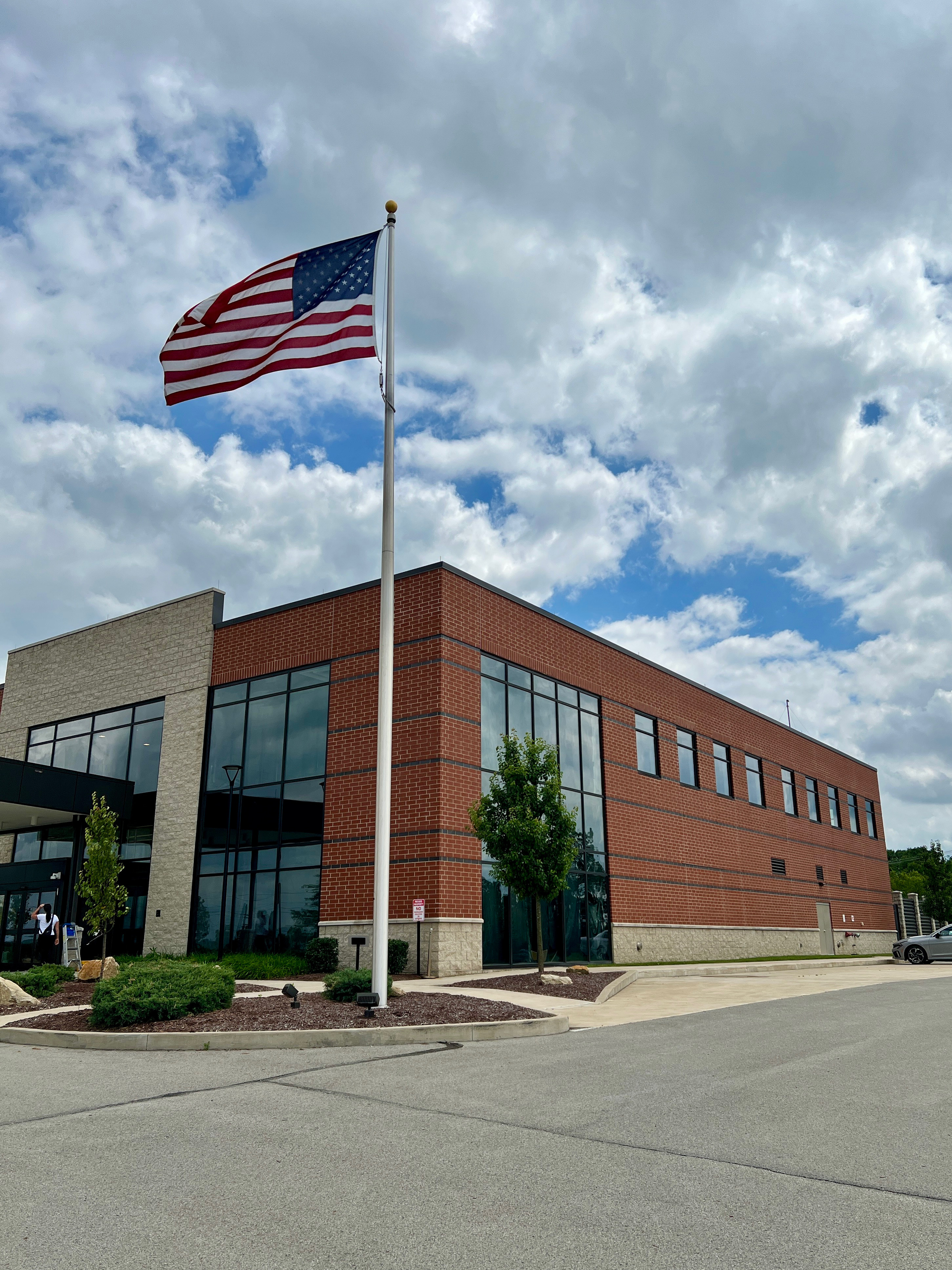 Modern brick house with clean windows